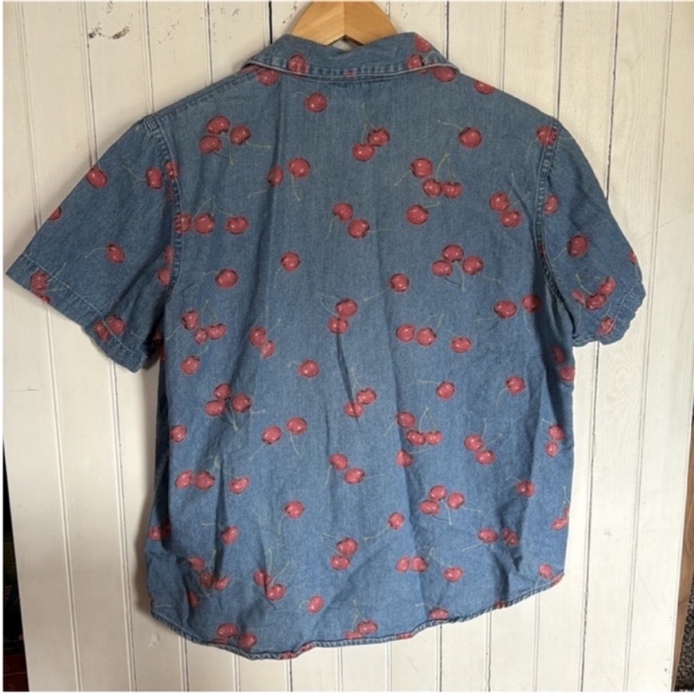 Lemon Grass Studio Button Down Top Denim Cherry S… - image 6